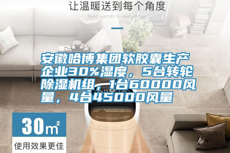安徽哈博集團軟膠囊生產企業(yè)30%濕度，5臺轉輪除濕機組，1臺60000風量，4臺45000風量